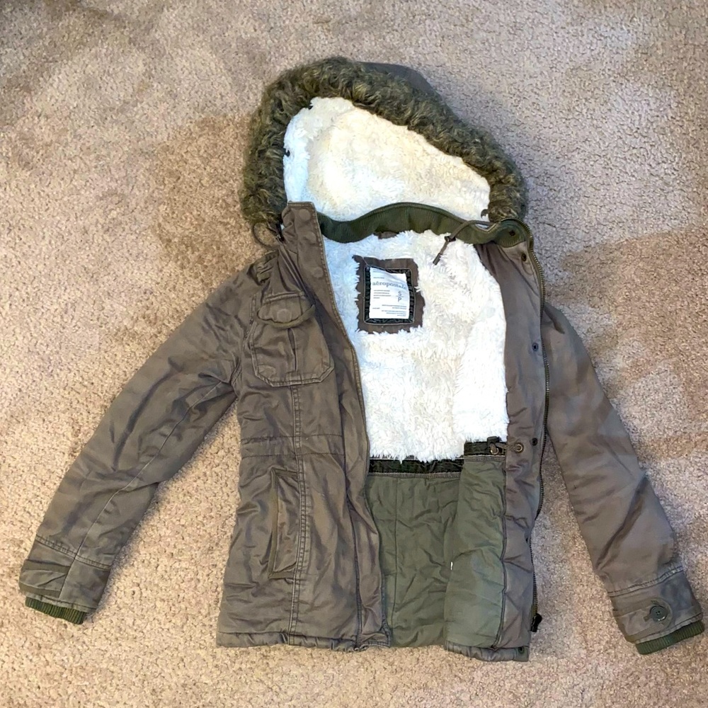 Aeropostale Hooded Olive Green Parka
